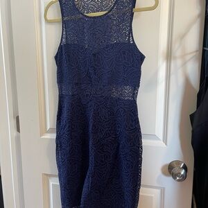 Express Blue Cut Out Backless Sheath Mini Dress